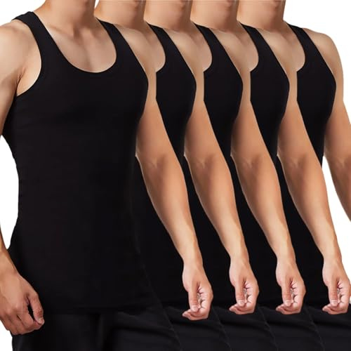FALARY Camiseta de Tirantes para Hombre Pack de 5 de Algodón 100% más Colores Negro 4XL