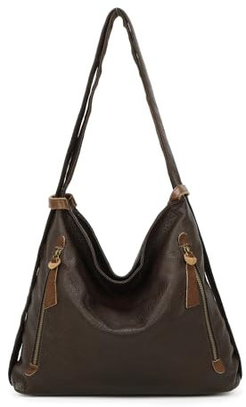 ITALYSHOP24.COM OBC Damen Tasche Rucksack 2 in 1 Umhängetasche Schultertasche Umhängetasche Daypack Leder Rucksacktasche Shopper Backpack Freizeitrucksack (Braun)