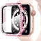 Miimall Kompatibel mit Apple Watch Series 6/SE/5/4 40mm Hülle mit mit Glas Displayschutz, Strass Glitzer Harter PC Schutzhülle Kratzfest Schutzfolie Schutz Case für iWatch Serie 5/4 - Rosa