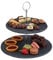 Relaxdays Etagere, 2 Etagen, Schiefer, Kuchen, Snacks, Obst, Metallgriff, Servierständer, HxD 23x25 cm, anthrazit/silber, 1 Stück