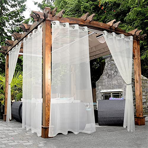 Bonzer Durchsichtige Outdoor-Vorhänge für Terrasse, wasserdicht, 2 Paneele, Ösen, Innenbereich, Voile, durchsichtige Vorhänge für Wohnzimmer, Schlafzimmer, Veranda, Pergola, Cabana, 137,2 x 213,4 cm,