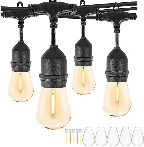 ZOTOYI Catena Luminosa Esterno 45M, S14 Luci da Esterno Giardino con 45+5 LED Lampadina, IP65 Impermeabile Catena di Lampadine da Esterno per Giardino Terrazzo Balcone Festa Gazebo, 2700K