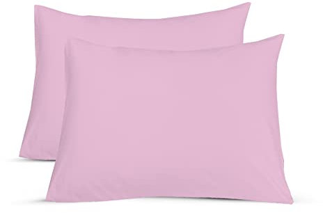 Sapphire Collection 2 x Luxury Pair of Housewife Pillow Cases Non Iron Percale Bedroom Bedding Pillow Cover (Pink)