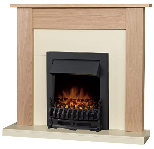 Adam Southwold Fireplace in Oak & Cream with Blenheim Electric Fire in Black, 43 Inch