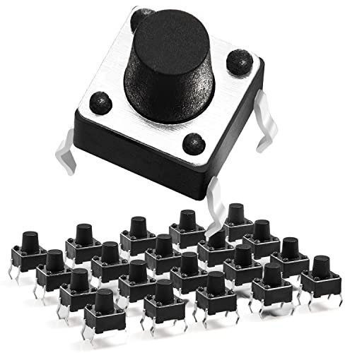 Chanzon SPST Interruptor de Boton Momentaneo Tactil 6x6x7mm 20Pcs (TS-D001) 4 Pin pulsador táctil interruptor Micro momentáneo Tact Para placa Arduino Breadboard PCB electrónica