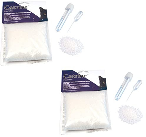 Kruuse Catrine Pearl Urin Auffangsystem | Doppelpack | 2 x 200 g | Urinsammelsystem für Katzen | Enthält Nicht saugfähiges Granulat, eine Pipette und EIN Sammelröhrchen