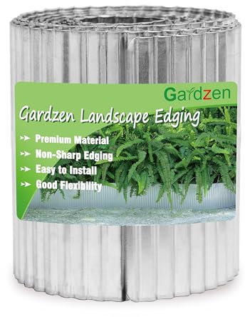 Gardzen Metalleinfassung für Landschaftsbau, Wellmetall-Garteneinfassung, Rasenkante für DIY-Blumenbeete (Slive, 10,2 x 6,1 m)