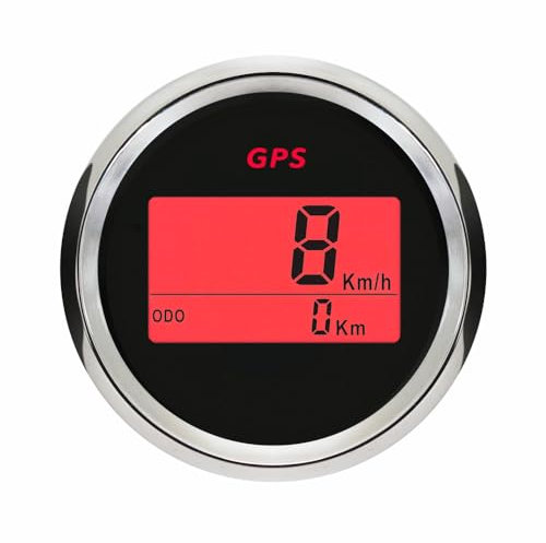 ELING 52 mm digitaler GPS-Tachometer Kilometerzähler Geschwindigkeitsmesser 12 V 24 V mit Hintergrundbeleuchtung für Auto Boot Motorrad