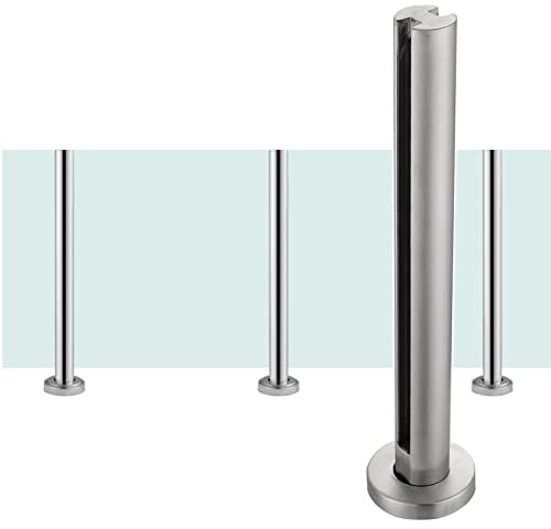 Kunovo Zaunsäulen Glasgeländer Hochleistungsgeländerzaunpfostenhandlauf, Sicherheitsglas-Geländersystem mit Kompletten Bausätzen, Glasklemmsatz für Balkon Flur Terrasse