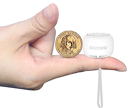 Momoho Mini Bluetooth Speaker with Camera Remote Control For Smartphones, TWS Pairing Stereo Bluetooth Speaker, Portable Bluetooth Speaker Wireless(Mini Round,White)