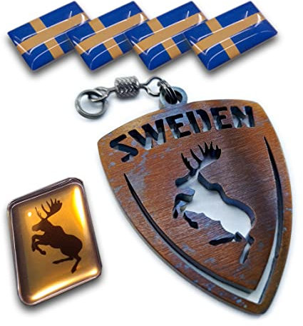 FORTILLO Handgemachte Schweden Schlüsselanhänger kompatibel mit Volvo/Saab/Scania (Gebläuter Stahl)