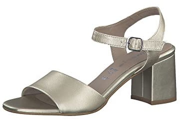 Tamaris Femme Sandales, Dame Sandales Fines,TOUCHit,Chaussures d'été,lanière,élégantes,féminines,à Talon léger,Champagne MET.,38 EU