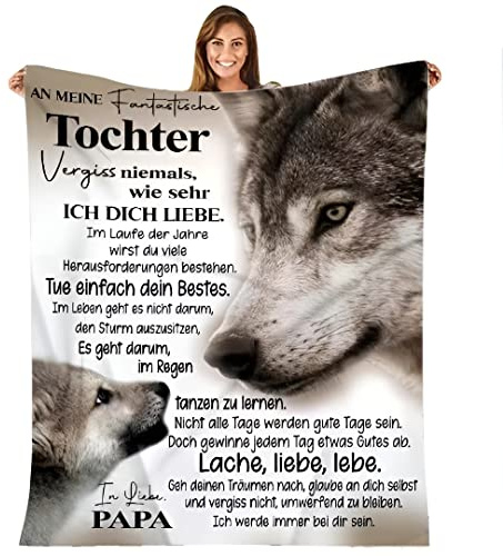 UOOYAA Kuscheldecke Personalisierte Geschenke, Decke An Meine Tochter Deutsch, Decke für Tochter von Papa, Positive Ermutigung und Liebe Tochter Flanelldecke