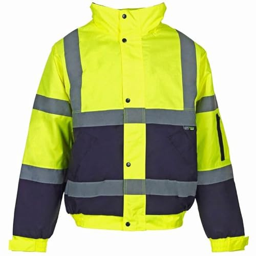 Golomak Hi Vis Viz Bomber Jacket High Visibility Safety Work Coat jacket