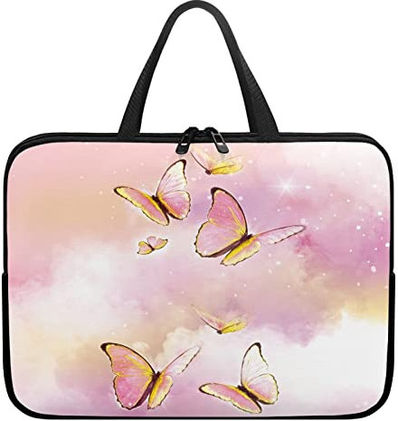 Dajingkj Housse de protection pour ordinateur portable 17 en néoprène imperméable pour ordinateur portable - Pour femme - Motif papillon rose