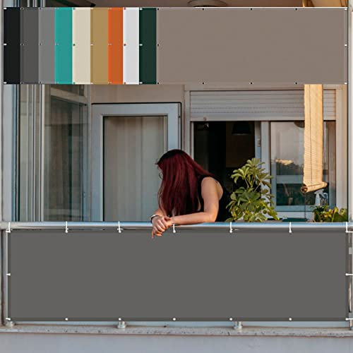 Balkon Sichtschutz Seitenmarkise 125 x 350 cm Wasserabweisend Windschutz Schattenspender PB2 PES 100% Polyester für Balkon Garten Balkongeländer, Dunkelgrau