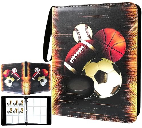 Sammelkartenbinder, Sportkartenbinder, 9 Fächer mit 50 Hüllen, passend für 900 Sportkarten, Sportkartenhalter mit Reißverschluss, Fußball Fußball Baseball Basketball Hockey Karten Sammlung