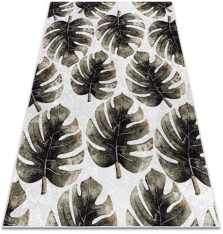 rugsx Tapis Lavable Miro 52102.801 Feuilles de monstère antidérapant - Vert 120x170 cm