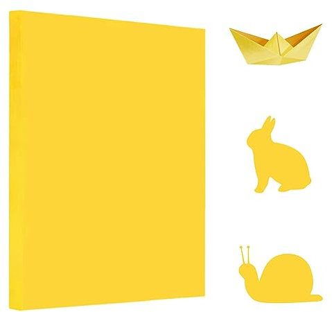 100 Blatt Gelb Origami Papier, A4 Faltpapier 70 g/m² Tonpapier Zweiseitig Bastelpapier Doppelseitig Kopierpapier für DIY Kunst Handwerk, Papierblumen und Bastelprojekte,Yellow Folding craft paper