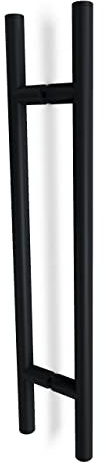 Oppali Schwarz Rostfreier Stahl 304 Haustür-Beschlag Stoßgriffe Ziehgriff | Stangen-Griff Durchmesser 25mm | Runden T-Bar | 30cm Gesamtlänge