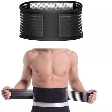 Jtseveny Self-Heating Lower Back Support Belt for Women and Men, Lumbar Support Pain Relief Back Brace With 20 Magnets - Size L (Black)