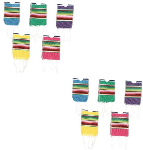 HOMSFOU 10 Stk -Weinflaschenabdeckung Ponchos für Bierponcho-Überzug -Flaschen-Poncho küchendekoration küchendeco Fransenbesatz mexiko dekorationen Bierflaschenschutz Mini