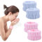 WKRTDY 2 Paar Mikrofaser Handgelenk Spa Waschband, Saugfähiges Armband für Gesichtswäsche Dusche, Ideal für tägliche Hautpflege（Rosa,Blau ）