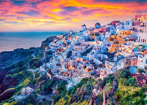 Santorini Jigsaw Puzzles for Adults 1000 Jigsaws Greek Resort Oia 1000 Piece Jigsaw Puzzles for Adults