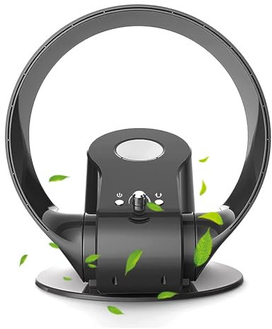 ZbOLi Ventilatore da Parete Senza Pale con Telecomando - Silenzioso Domestico Ventilatore A Muro - Foglia Senza Vento Ventilatore A Muro, Facile da Pulire Black