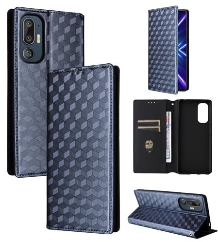BELLA BEAR HTC U24 Pro 5G Handyhülle, Magnetische Flip-Leder-Geldbörsenhülle, Kickstand-Hülle, Stoßfeste Schutzhülle für HTC U24 Pro 5G-Blau