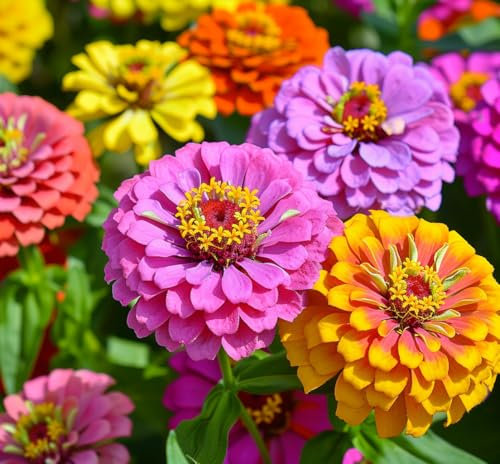 200 Seeds Zinnia elegans California Giants Mixed Dahlia Flower Seeds Collection (California Giants Mixed)