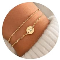 ZHESHY Gold Armband mit Buchstaben Damen Teenager Mädchen 18K Gold Vergoldete Armbänder Initialen A-Z Personalisierte Goldenes Charm Armkette Bracelet Verstellbare Goldschmuck Für Frauen Geschenke