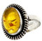 SILVERNROCK Im Labor hergestellter Bernstein Edelstein-Bandring für Herren und Damen alle Größen Geschenkartikel 925 Sterlingsilber-Ring handgefertigter Schmuck ERG-193I_58 (18.5)