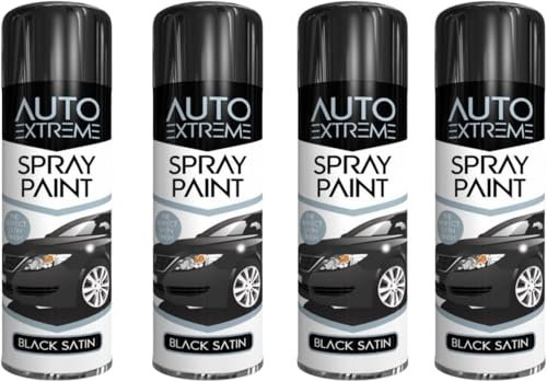 DIOXSTAR All Purpose Black Satin Spray Paint, Professional-Looking Finish, Both Indoor And Outdoor Projects, Durable And Weather-Resistant, 250 ML (4PCS)