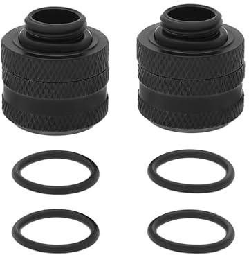 Create idea 2 x G1/4 Zoll PC-Computer-Hartschläuche, Anti-Off-Anschluss, Wasserkühlung, Kompressionsverschraubung, passend für PETG/PMMA-Rohre mit Innendurchmesser von 14 mm, Schwarz