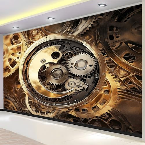 Abstrakte Mechanische Uhr Fototapete, Fototapeten Wandbild Motivtapeten Vlies-Tapeten Moderne Wandtapete Wand Schlafzimmer Wohnzimmer Dekoration 200x140 cm