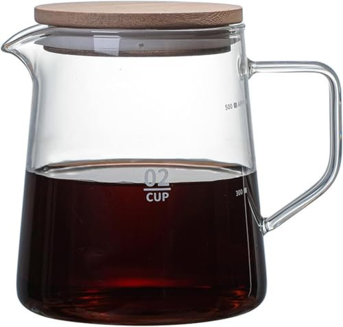 Hominas Carafe à Café En Verre, 500 Ml, Carafe à Café En Verre Borosilicaté for Thé, Café, Eau
