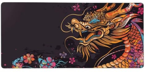 XXL Gaming Mauspad Schwarz 47.2x23.6in, verlängertes Mousepad, mit Motiv Schreibtischunterlage Drachen, Erweiterter Schreibtisch Schutz, Verbessert Präzision und Geschwindigkeit Gaming Mauspads N1-368