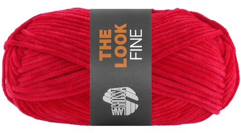 LANA GROSSA The Look Fine | Feines und samtig weiches Chenillegarn | Handstrickgarn aus 100% Polyester | 50g Wolle zum Stricken & Häkeln | 100m Garn FB106
