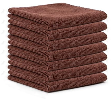 SMTCM 10 Stück Mikrofaser Reinigungstücher Lappen 25 * 25CM Braun Allzwecktücher Weich Putztüch Mikrofasertücher Saugfähige Küche Tücher Geschirrtücher Fusselfrei Waschbare Putzlappen für Haus Auto