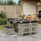 Xichuzi 9-TLG. Garten-Essgruppe mit Kissen Hellgrau Poly Rattan, Esstisch Mit Stühlen Set, Gartenmöbel Sitzgruppe, Balkon Möbel, Gartenlounge Set, Terrassenmöbel, Balkonmöbel Set - 3210959