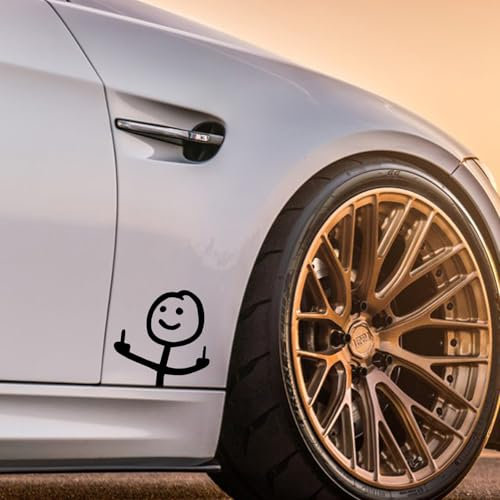 Mittelfinger Cartoon-Figur Auto Aufkleber,Lustige Autoaufkleber,Lustig Auto Sticker für Wand Fenster Laptop,Auto-Aufkleber,Lustige Car Sticker,Wasserdicht, UV-beständig(Schwarz,12cm x 12cm)