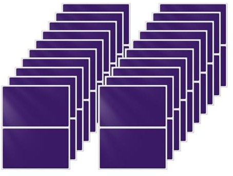 FINDAT Lila Rechteckig Etiketten 75 x 50 mm selbstklebend 40 Stück | Namensschilder Aufkleber, Klebeetiketten, wasserfestes Vinyl, Büro, Haus, Schule, DIY