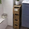4 Drawer Slim Bathroom Storage Unit Natural Seagrass Rope Tower with Metal Frame