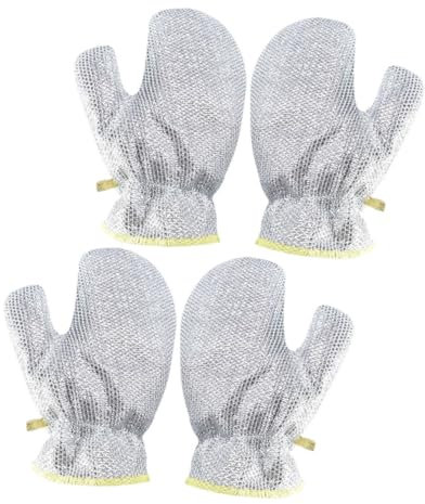 HEATSHAKING 2 Pairs Silver Wire Cleaning Gloves Heavy Duty Kitchen Dishwashing Gloves for Non Scratch Cleaning Wet Dry Use Enhanced Durability Easy Stain Removal