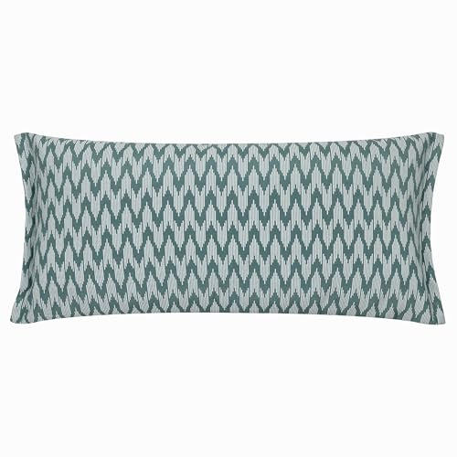 Sanderson Hutton Feather Filled Cushion – Ikat Woven Jacquard Decorative Pillow with Tailored Oxford Edge (Blue - 30x65cm)