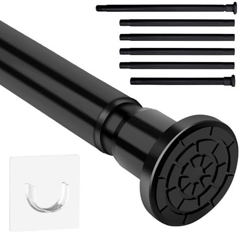 Schwarze Klemm-Duschstange ohne Bohren (71-240 cm verstellbar) – Rostfrei & rutschfest für Dusche, Kleider & Schrank (1 Stück)
