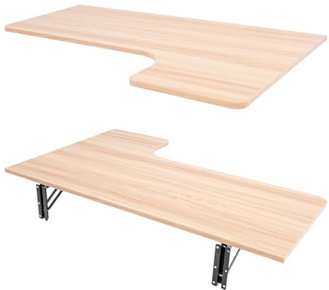 Brride Klappbarer Wandtisch 100x60cm Wand Klappbarer Tisch, Schwebender Schreibtisch Computertisch für kleine Räume, Heimbüro, Esszimmer, Waschküche, Küche, Bar (Walnuss hell)