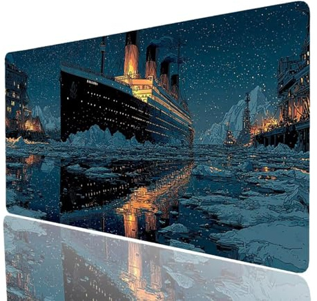 Tapis de Souris Bateau de croisière Imperméable Tapis Souris XXL 600x300x3mm, Gaming Mouse Pad Ciel étoilé Cousez Les Bords Base en Caoutchouc Antidérapante, Mouse Pad pour Pc Portable Model-6242