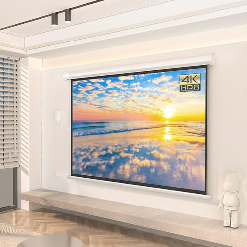 Écran de Projection motorisé Ultra HDR 60/72 avec télécommande 4:3/16:9, idéal pour Les réunions, l'école et la Maison (72 Pouces (4:3))